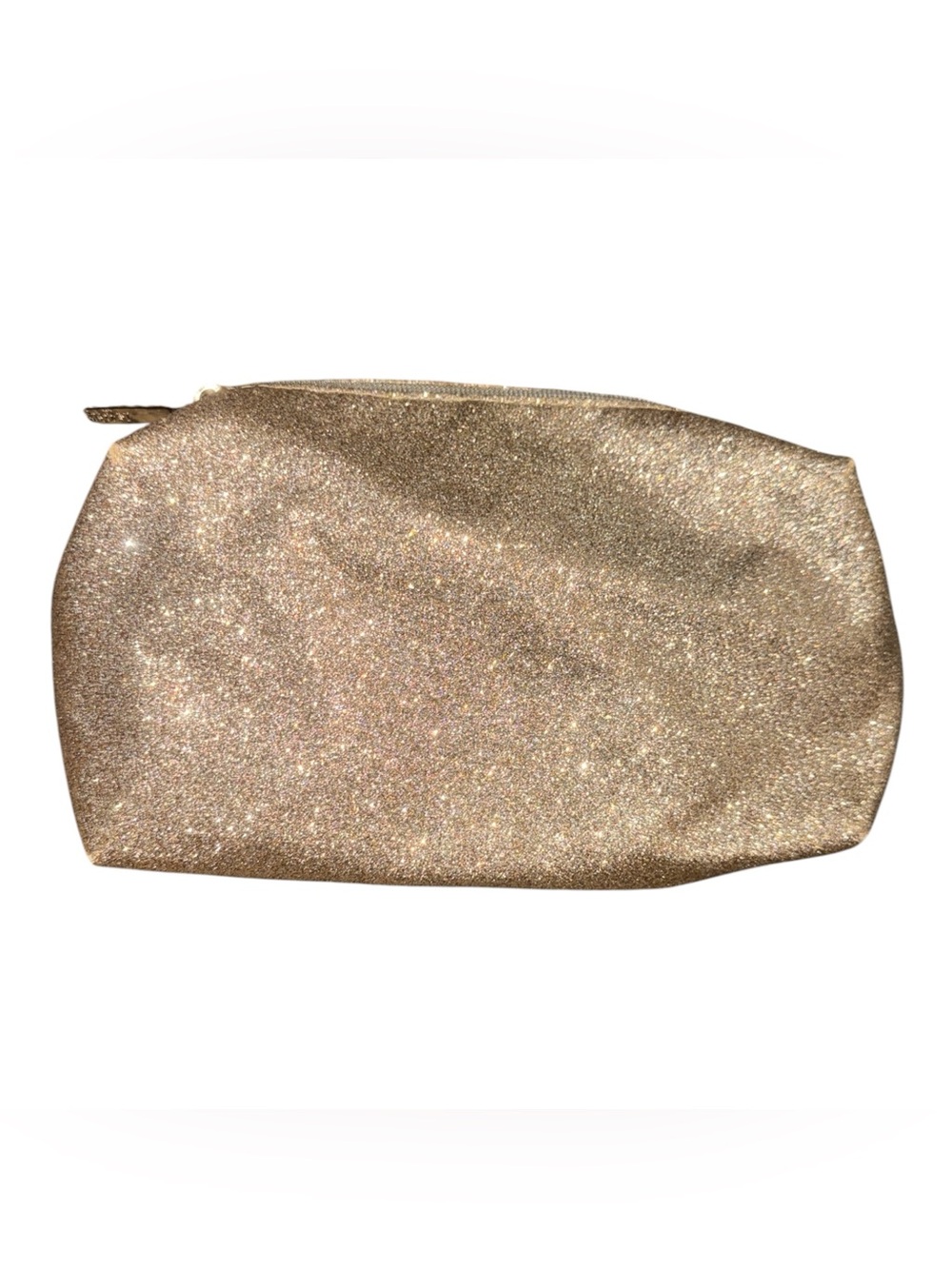 Lancôme Glitter Zip Pouch Cosmetic Bag - Gold Shimmer Glam Travel Makeup Purse